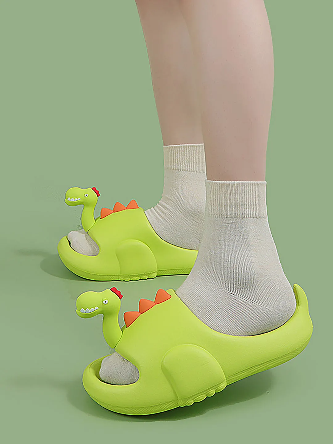 Little Surprise Box Fluorescent 3d Long Neck Dino Slip on Clogs Footwear for Toddlers & Kids