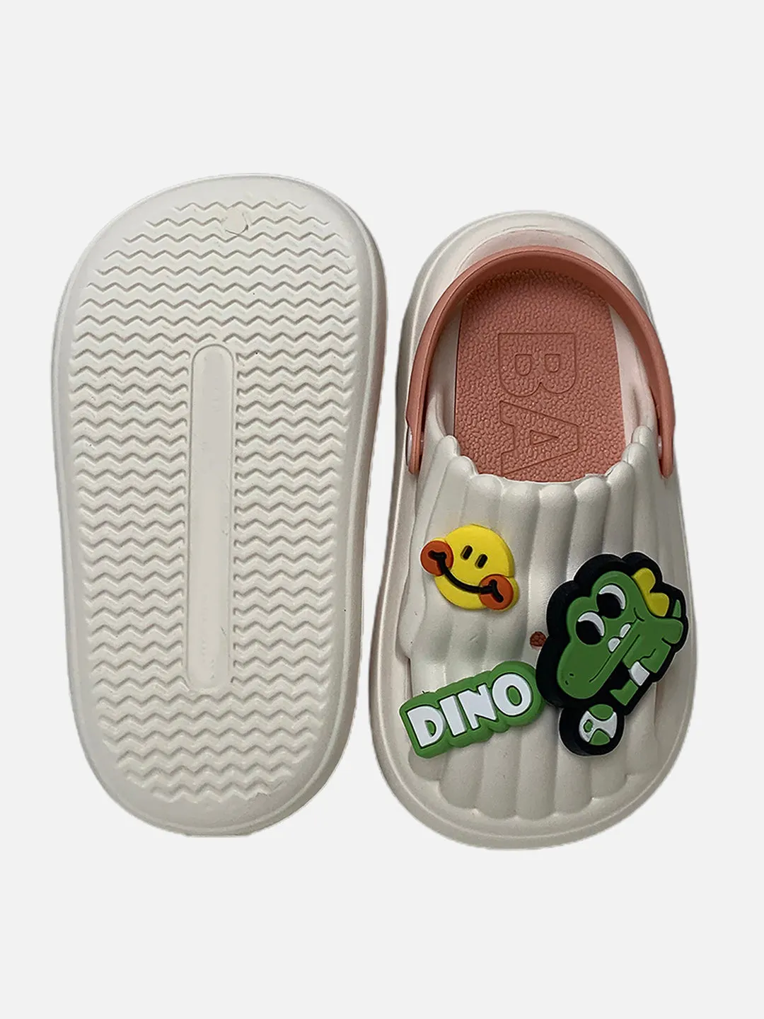 Little Surprise Box White Smilie Dino Slip on Clogs Footwear for Toddlers & Kids