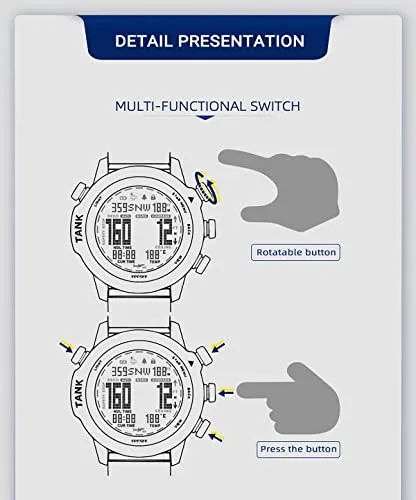 Men's Digital Diving Sports Silicone Strap Waterproof Watch Aqua