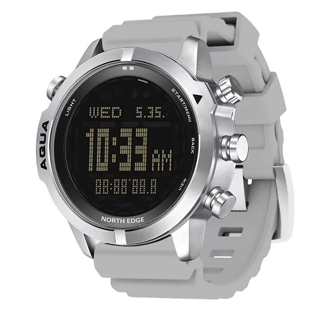 Men's Digital Diving Sports Silicone Strap Waterproof Watch Aqua