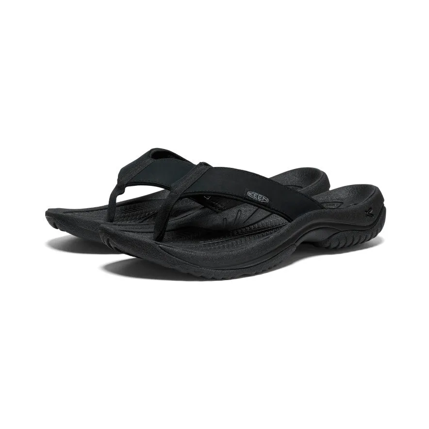 Men's Kona Leather Flip-Flop  |  Black/Steel Grey