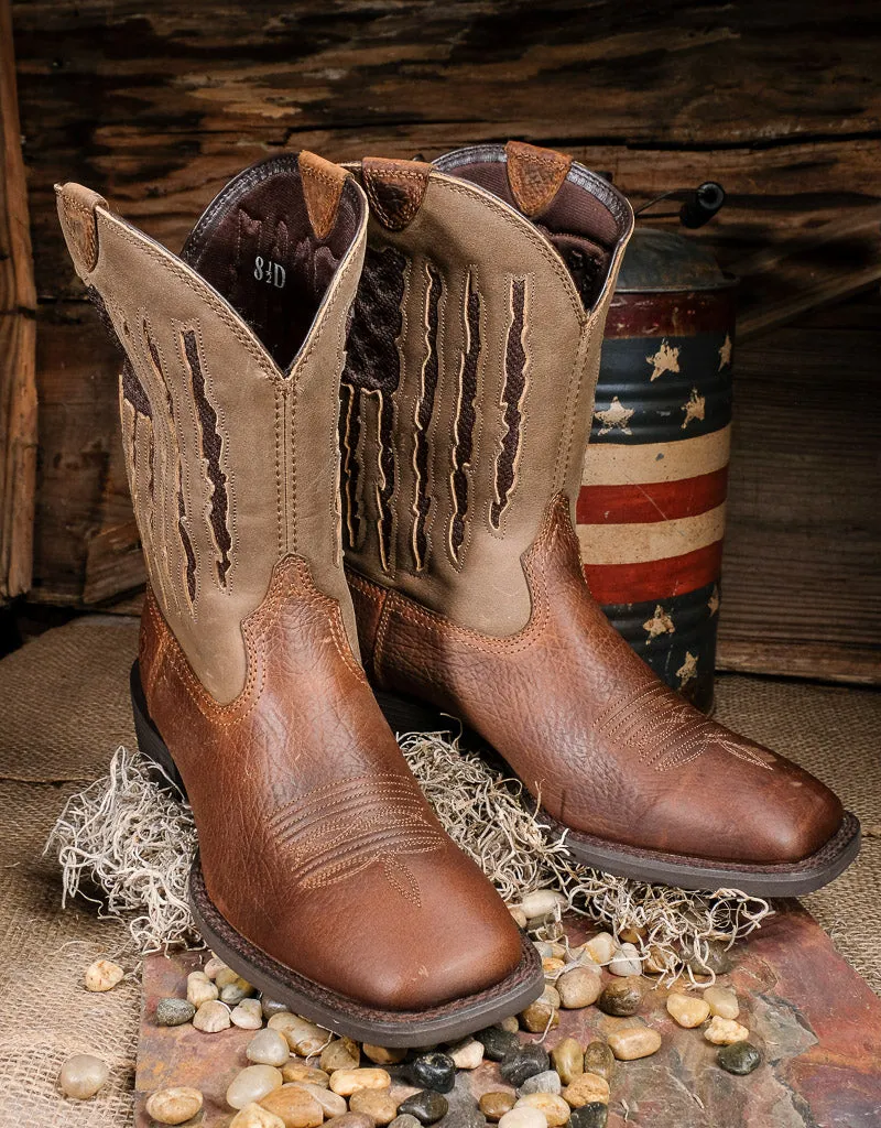 Mens My Country Brown Venttek Flag Western Boots 10044564