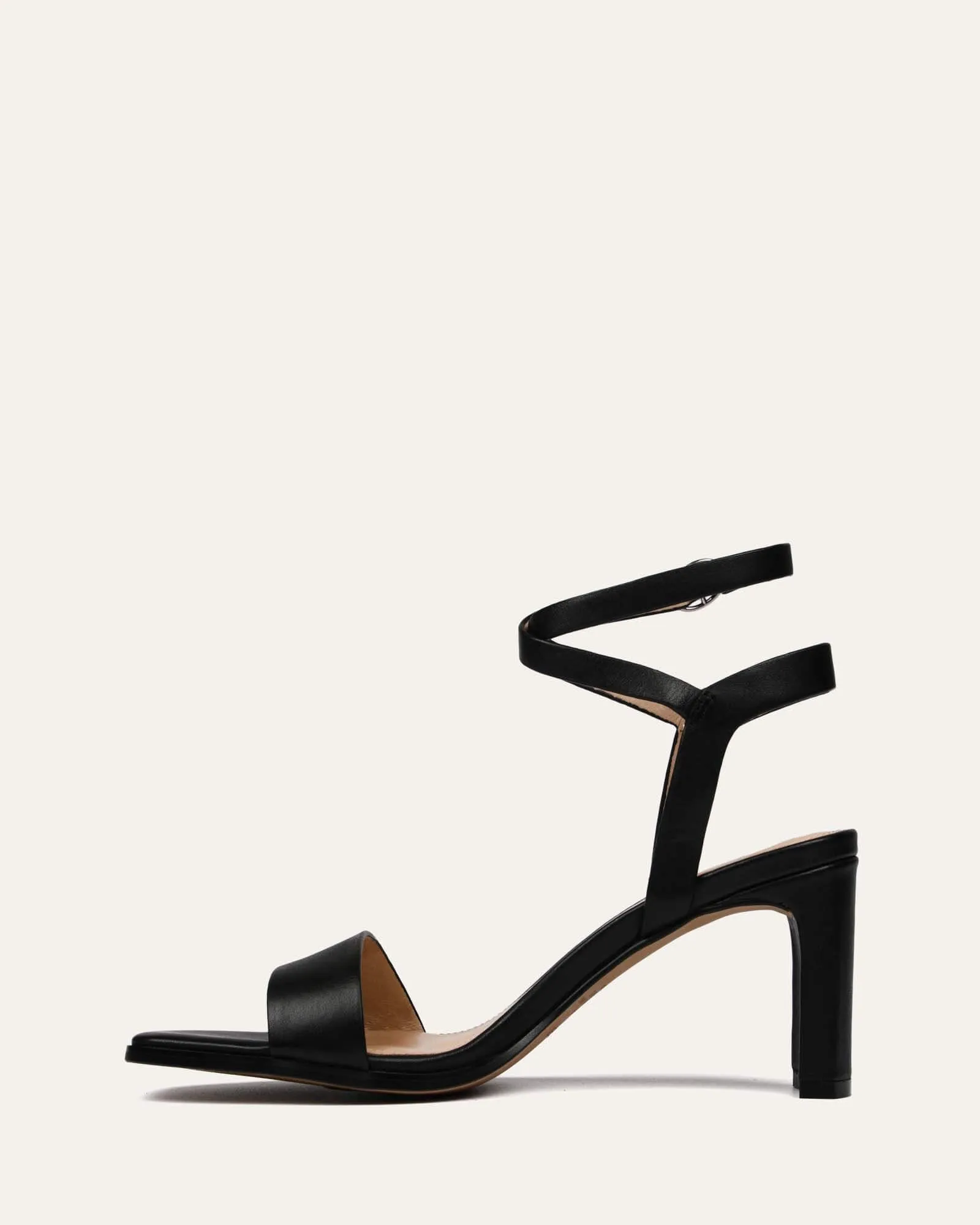 NATSU MID HEEL SANDALS BLACK LEATHER