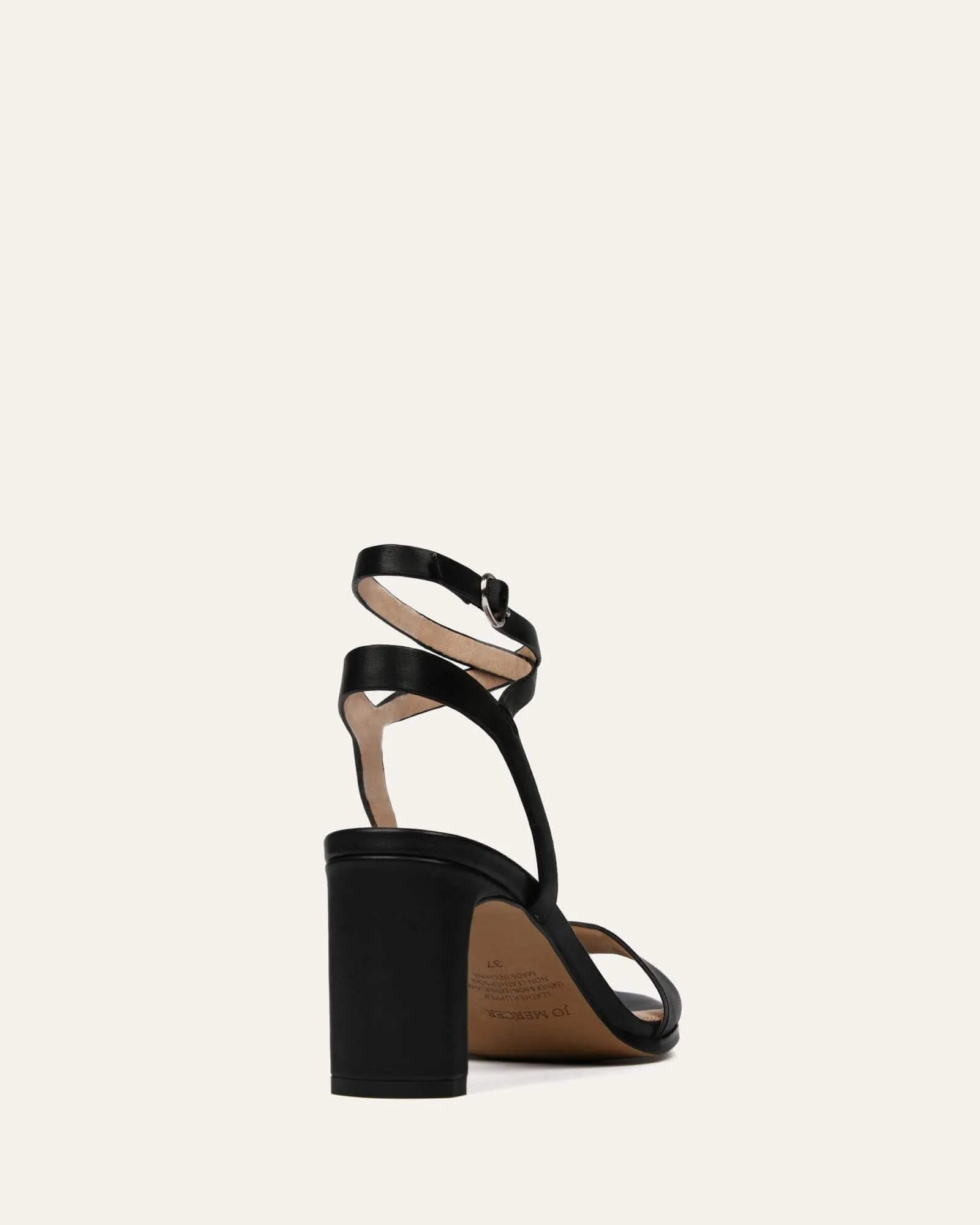 NATSU MID HEEL SANDALS BLACK LEATHER