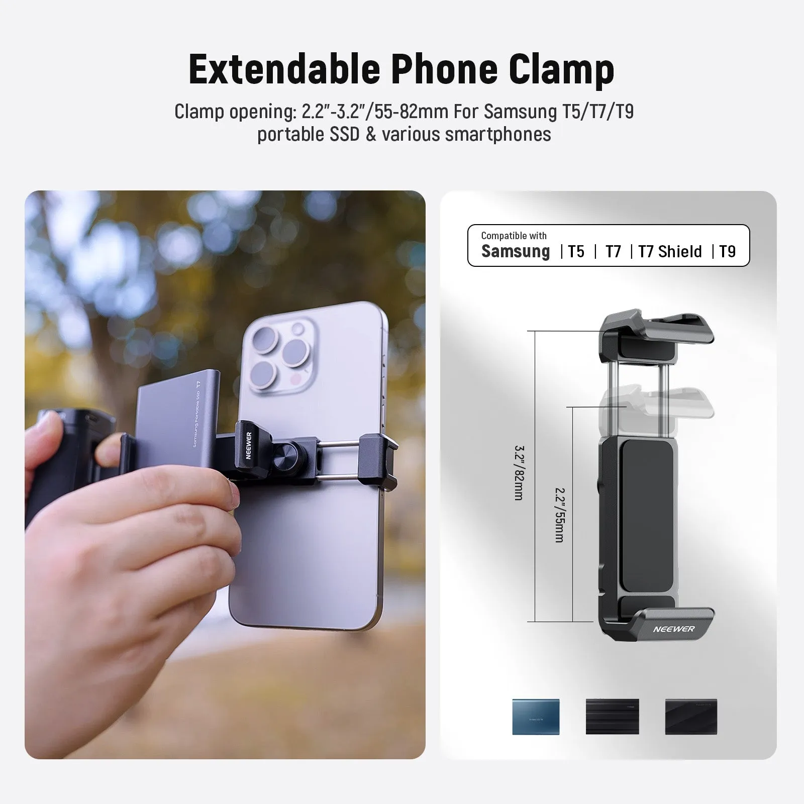 NEEWER PA028E Bluetooth Side Handle with Phone Holder & SSD Holder