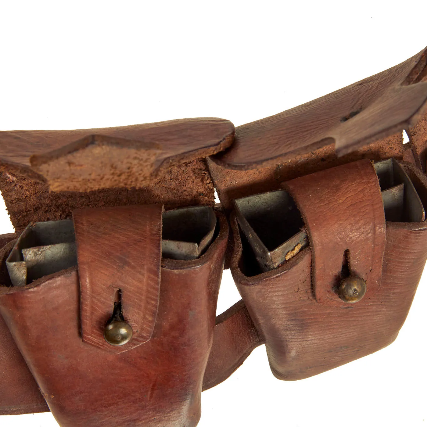 Original British WWI P-1903 Five Pocket Leather Cavalry Bandolier Dated 1915 by RH Long