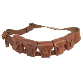 Original British WWI P-1903 Five Pocket Leather Cavalry Bandolier Dated 1915 by RH Long