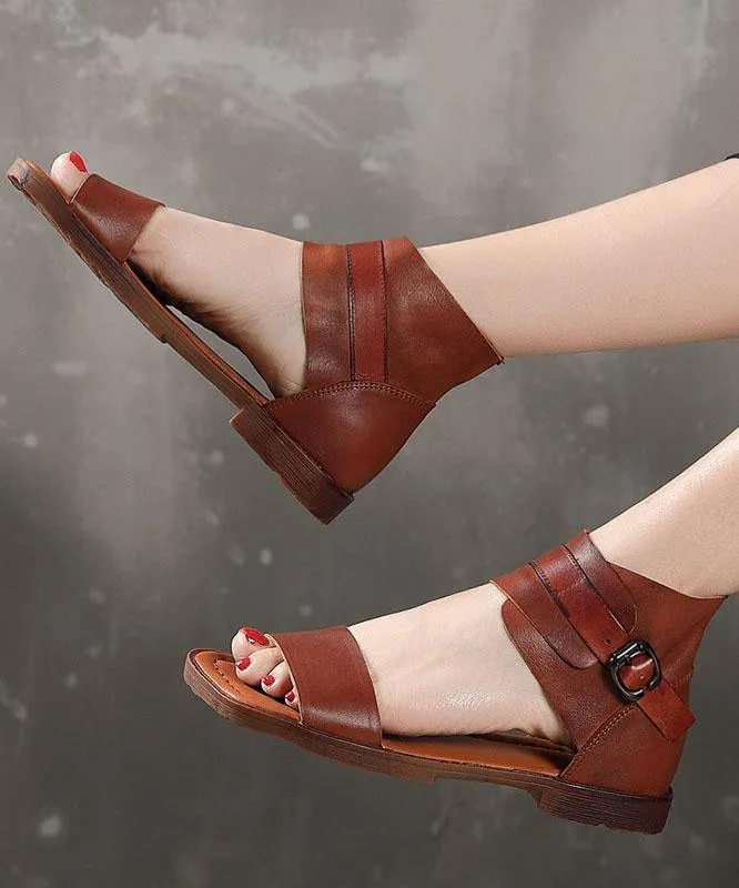 Plus Size Chocolate best sandals for walking Cowhide Leather