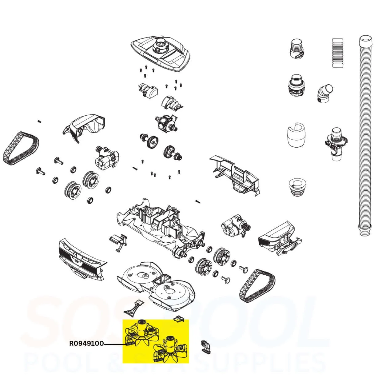 Polaris Cyclonic Scrubbing Turbine Assembly For Atlas Cleaners | R0949100