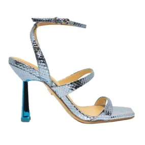 Positano Blue | Metallic high heel sandal