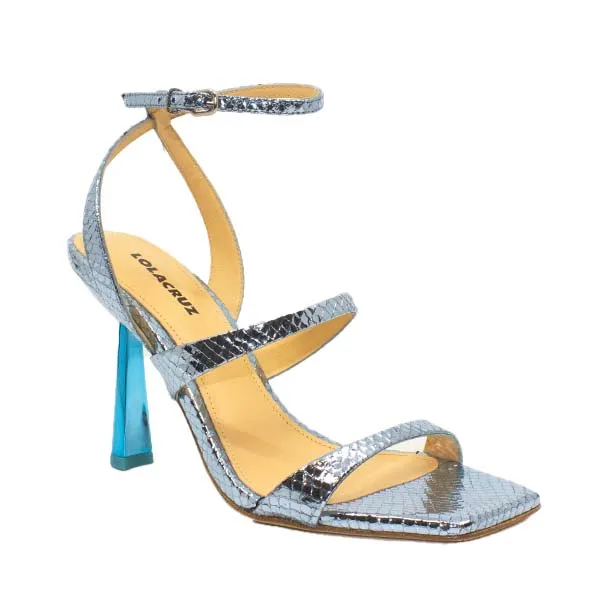 Positano Blue | Metallic high heel sandal