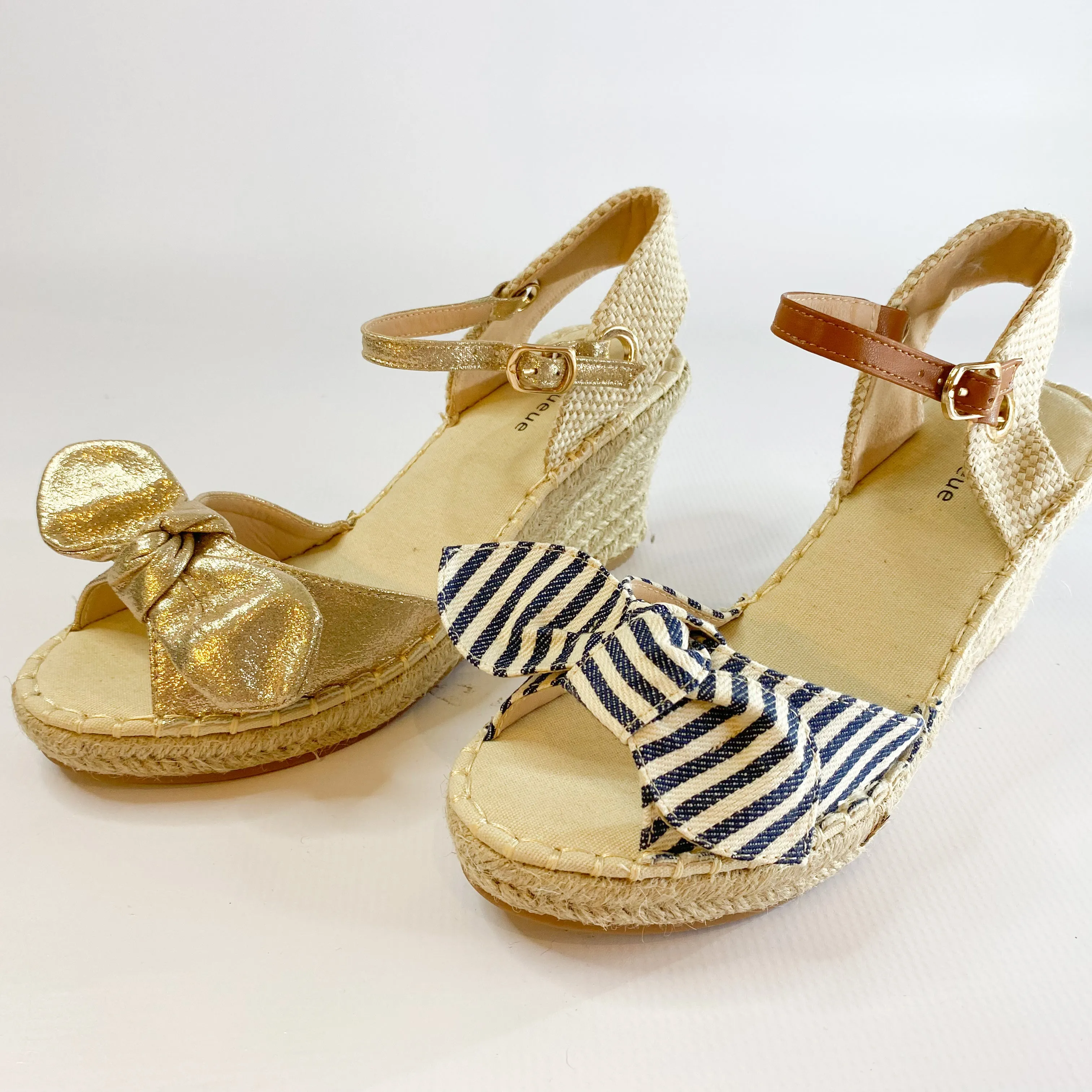 Queue espadrille gold slingback wedge