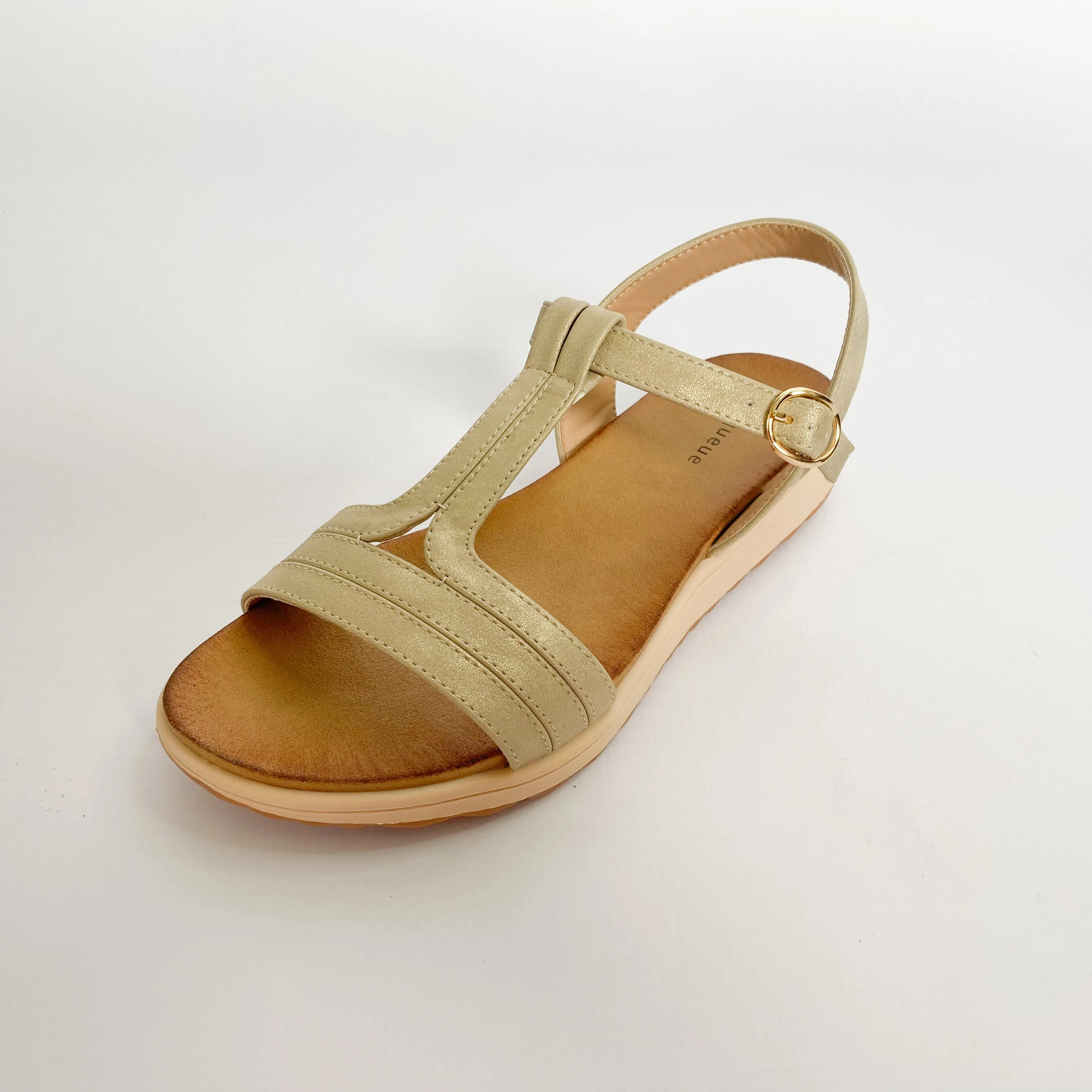 Queue gold t-bar sandal