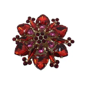 Red Colorful Flower Crystal Shoe Clip