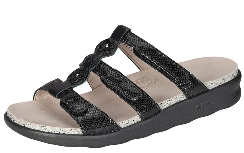 SAS Women's Naples Slide Sandal BLACK SNAKE