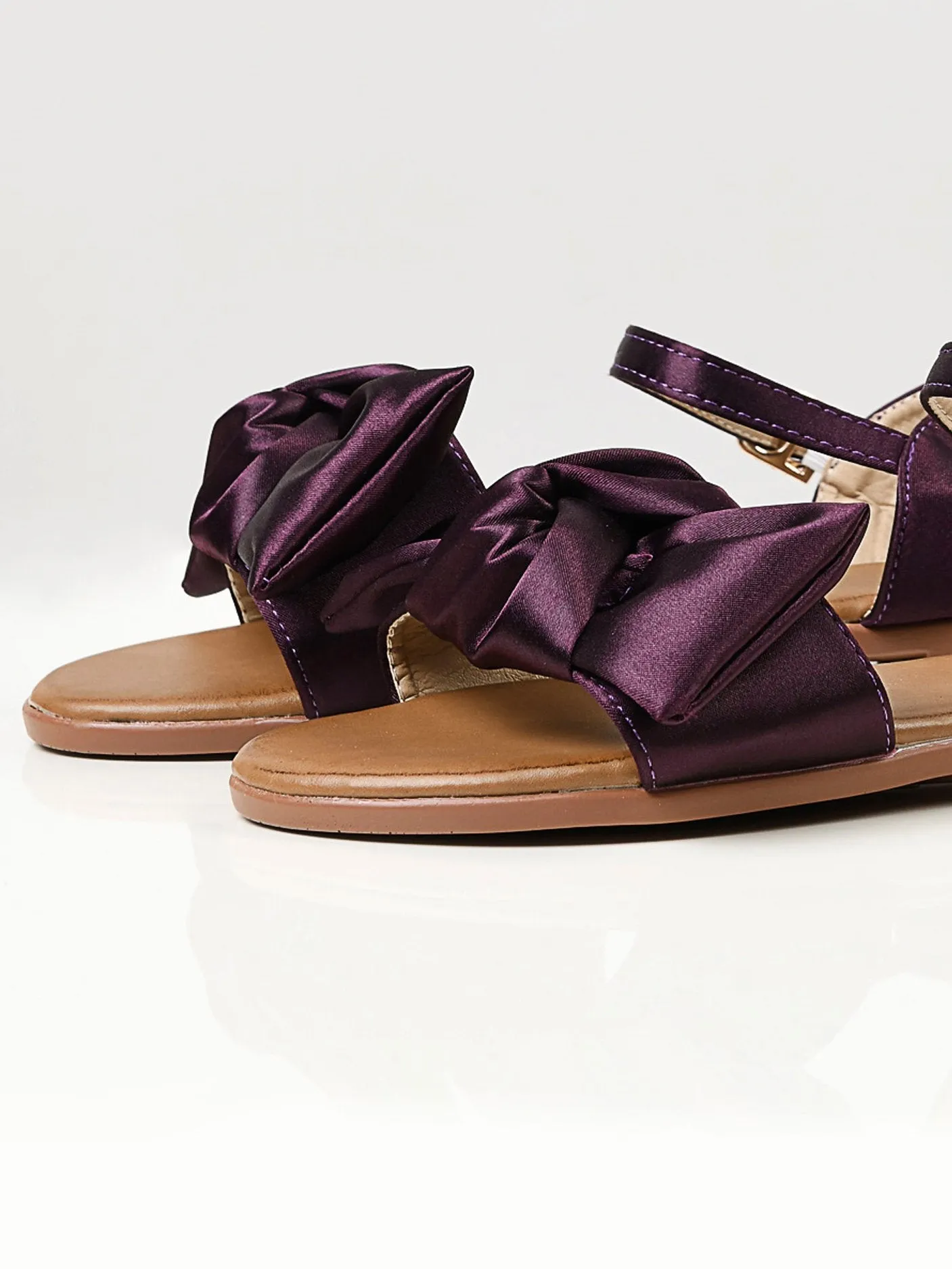 Satin Bow Sandals - Purple