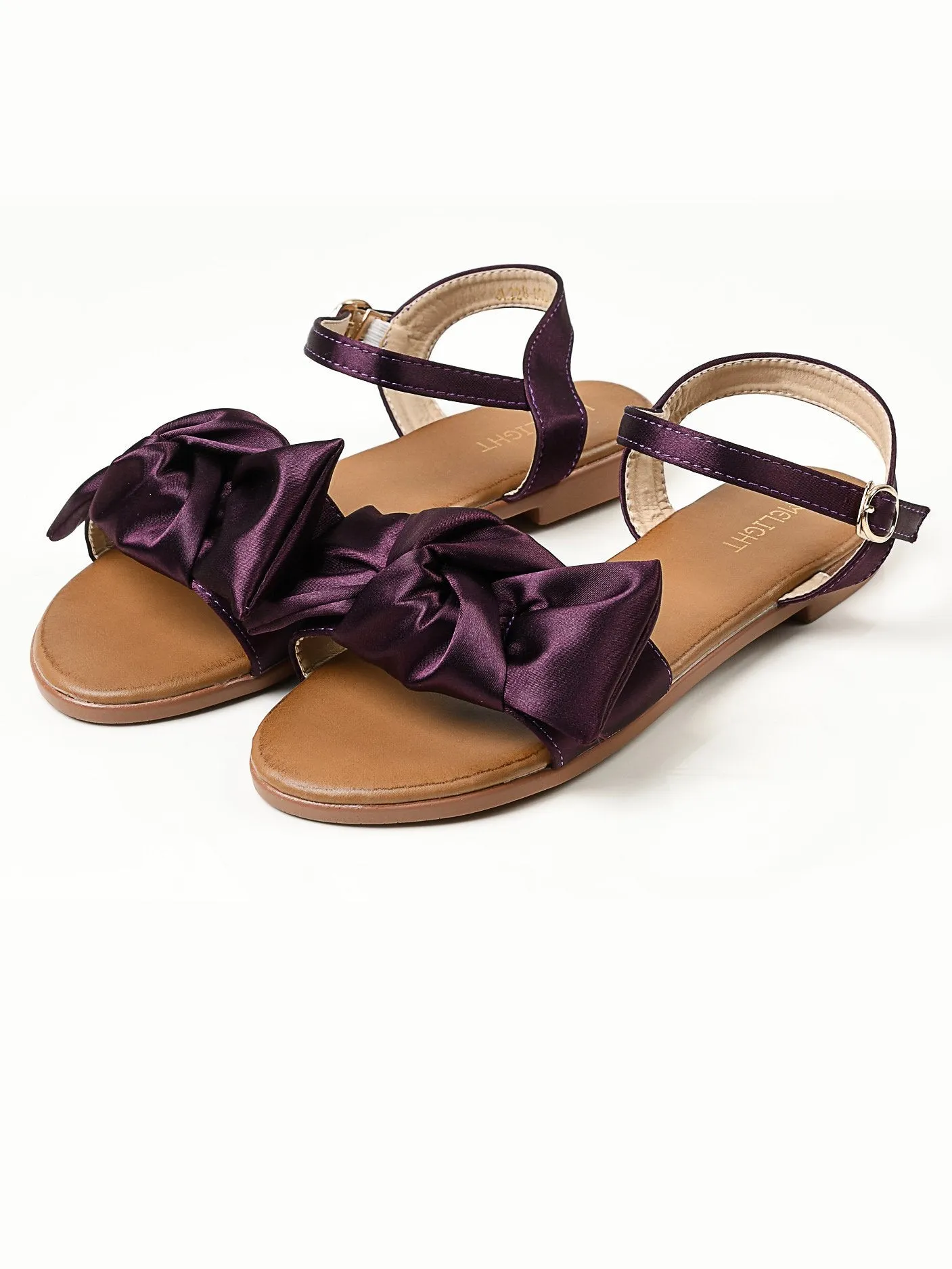 Satin Bow Sandals - Purple