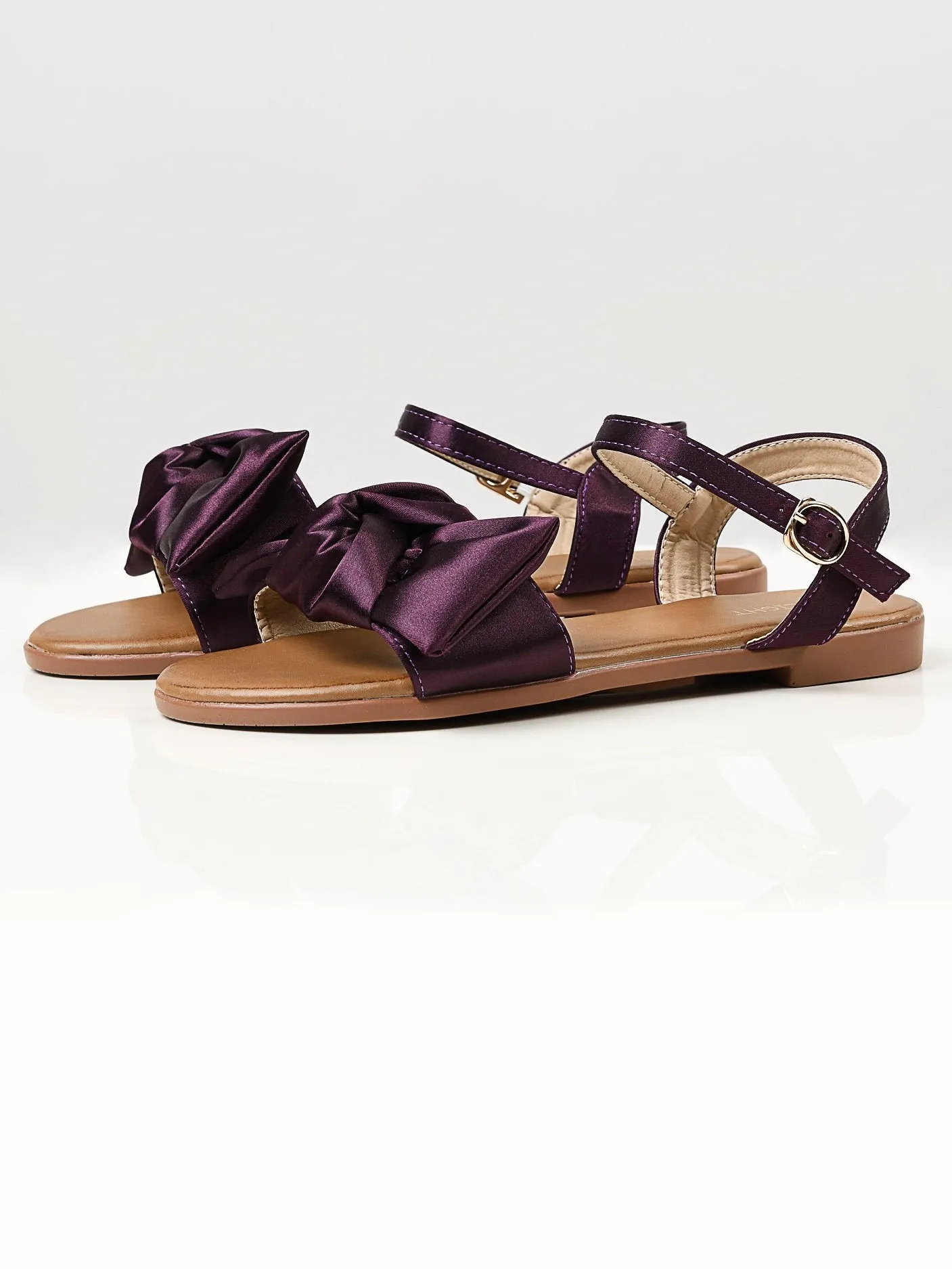 Satin Bow Sandals - Purple