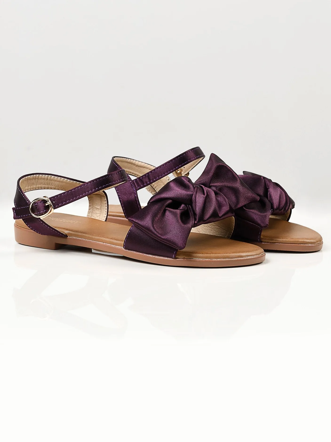 Satin Bow Sandals - Purple