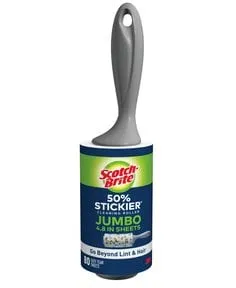 Scotch-Brite™ 50% Stickier Giant Surface Lint Roller 830GRS-80, 4.8 in x
44.1 ft (12.1 cm x 13.4 m), 4/1