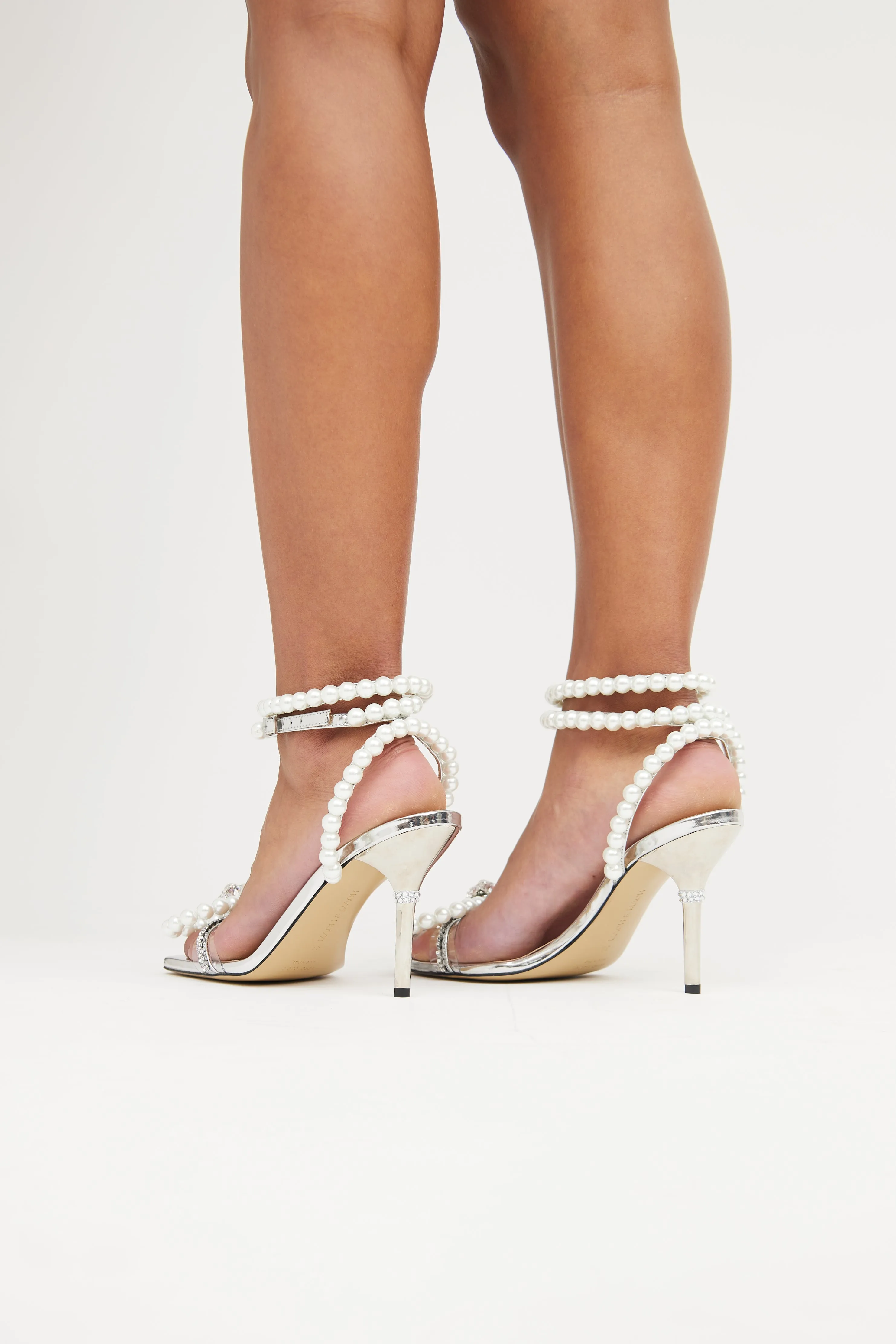 Silver Crystal & Faux Pearl PVC Sandal