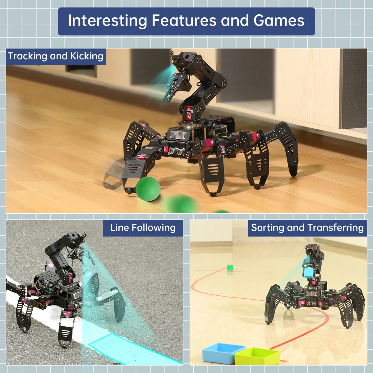 SpiderPi Pro: Hiwonder Hexapod Robot with AI Vision Robotic Arm Powered by Raspberry Pi 5