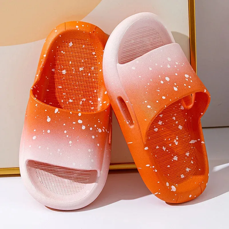 Summer Child Shoes Gradient Color Slippers Boy Girl Sandals Slippers Indoor Shower Anti-slip Slippers Kids' Beach Casual Sandals