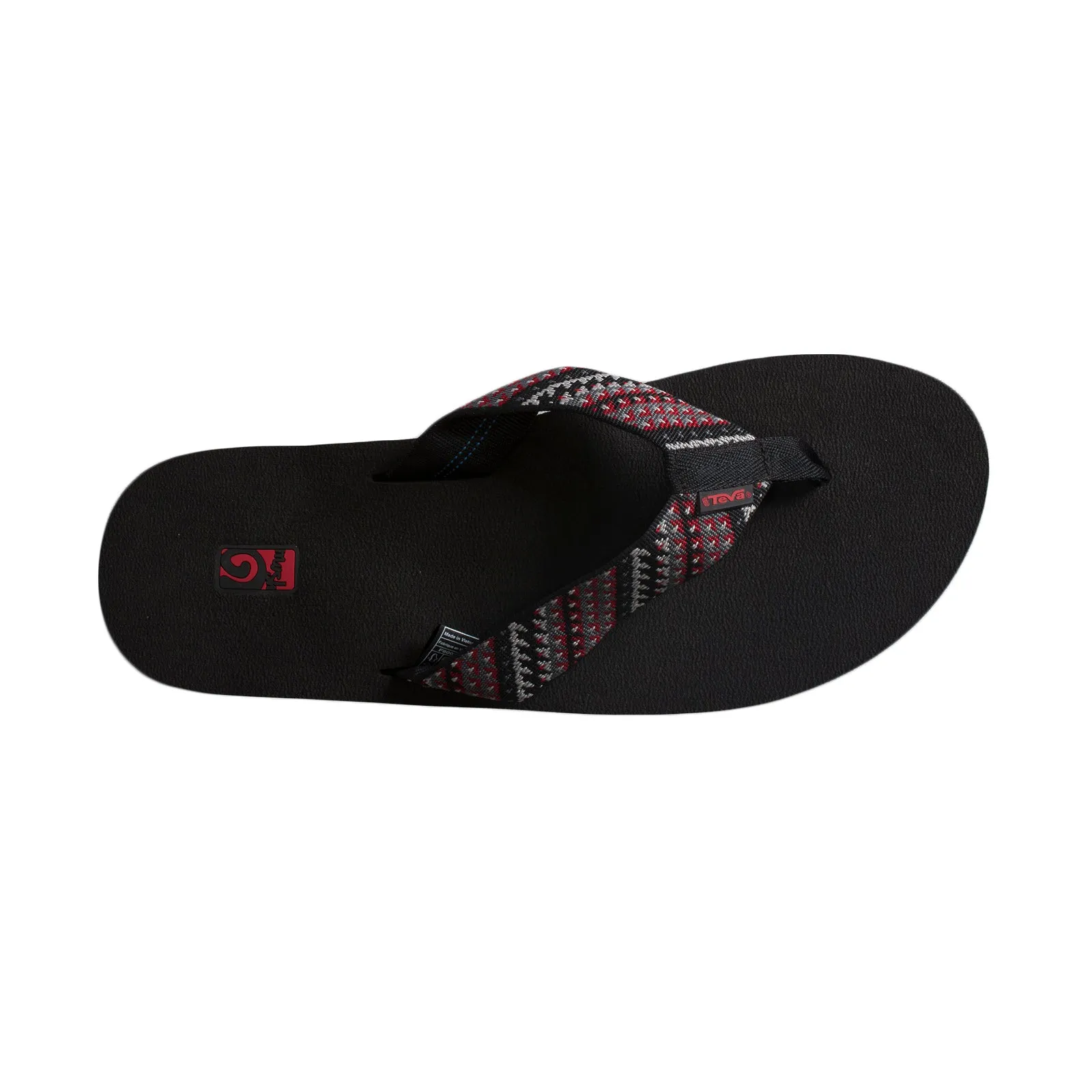 Teva Mush II Tartan Black Red Gray Flip Flops - Men's