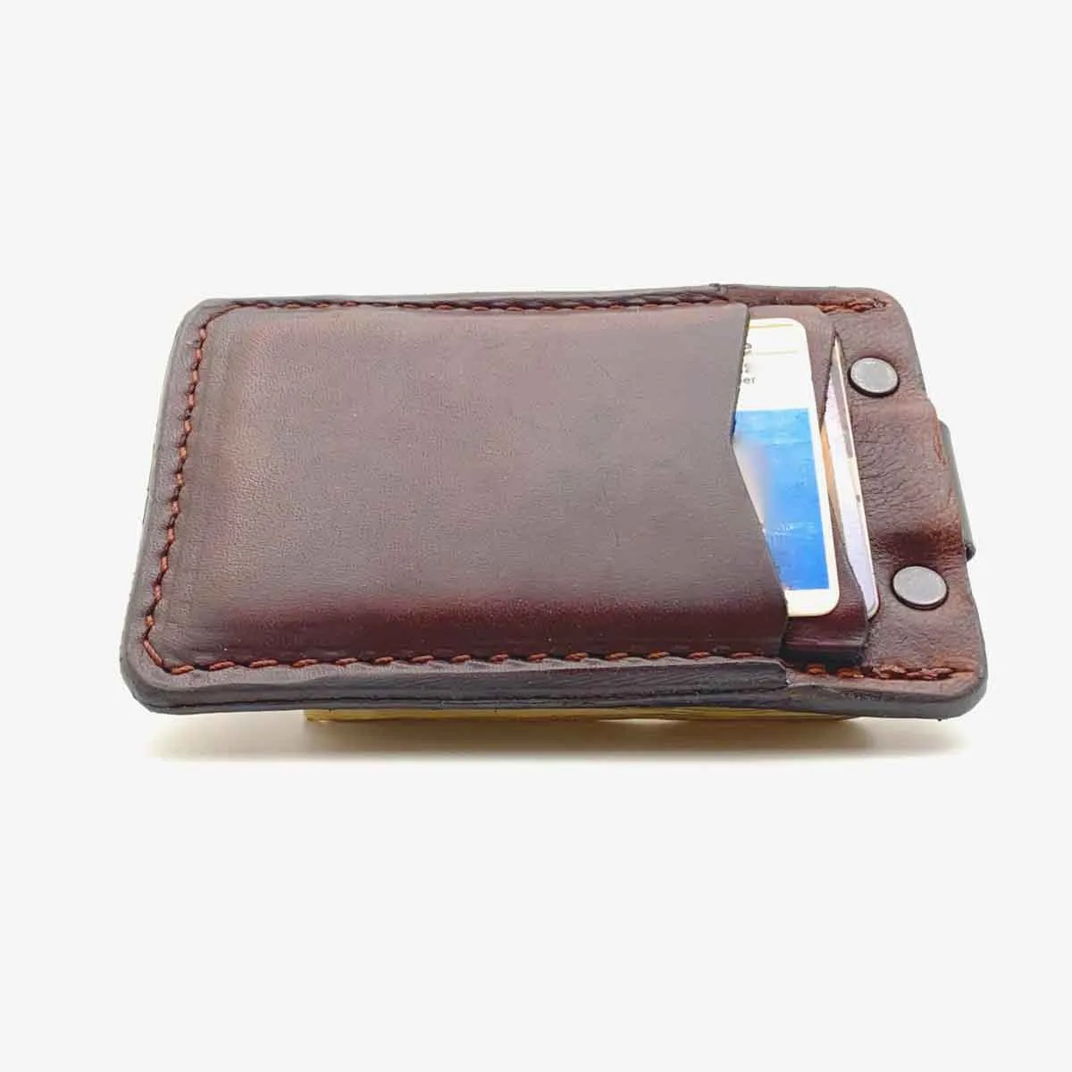 The SEQUOIA Ventura Minimalist Leather Wallet in Mahogany Harness