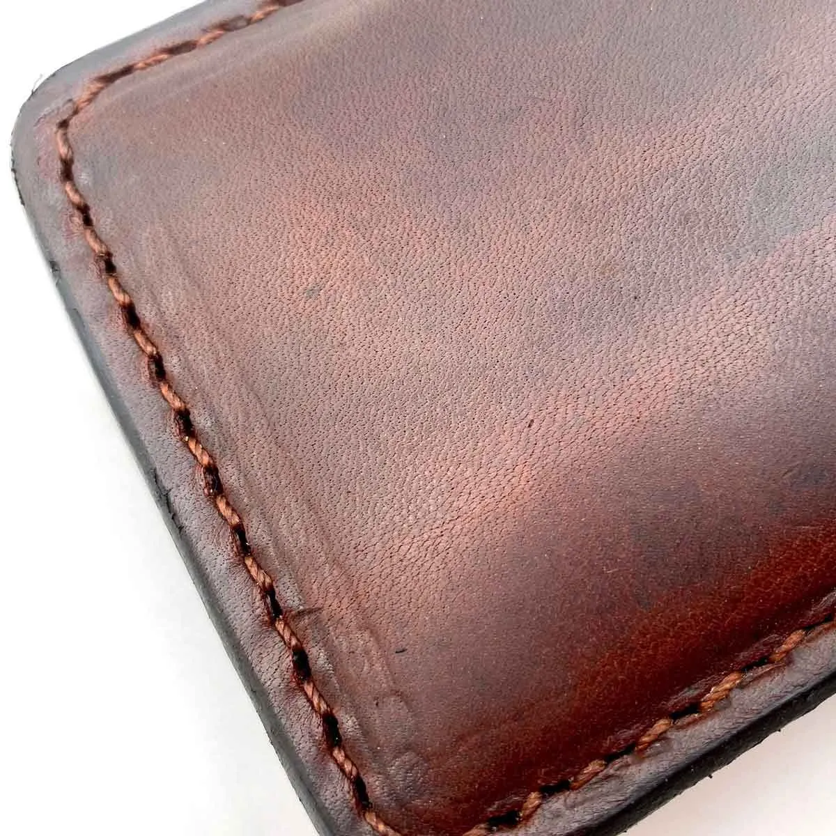 The SEQUOIA Ventura Minimalist Leather Wallet in Mahogany Harness