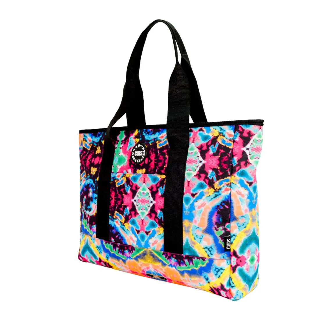 Tie Dye Swirls Black Tote Bag