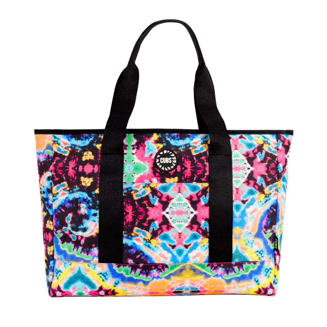 Tie Dye Swirls Black Tote Bag