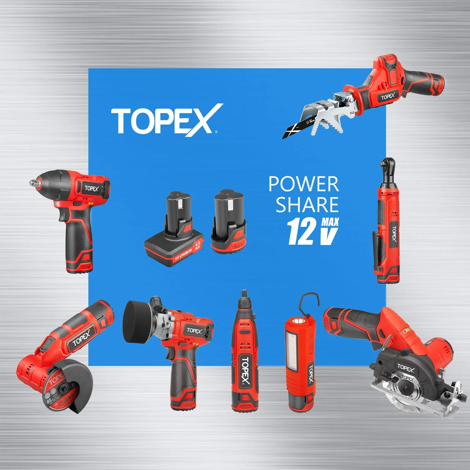 TOPEX 12V Cordless Rotary Tool Speed 5000-25000rpm With 12V Cordless Angle Grinder,12V 2.0Ah Lithium-Ion Battery&14.4V /0.4A charger