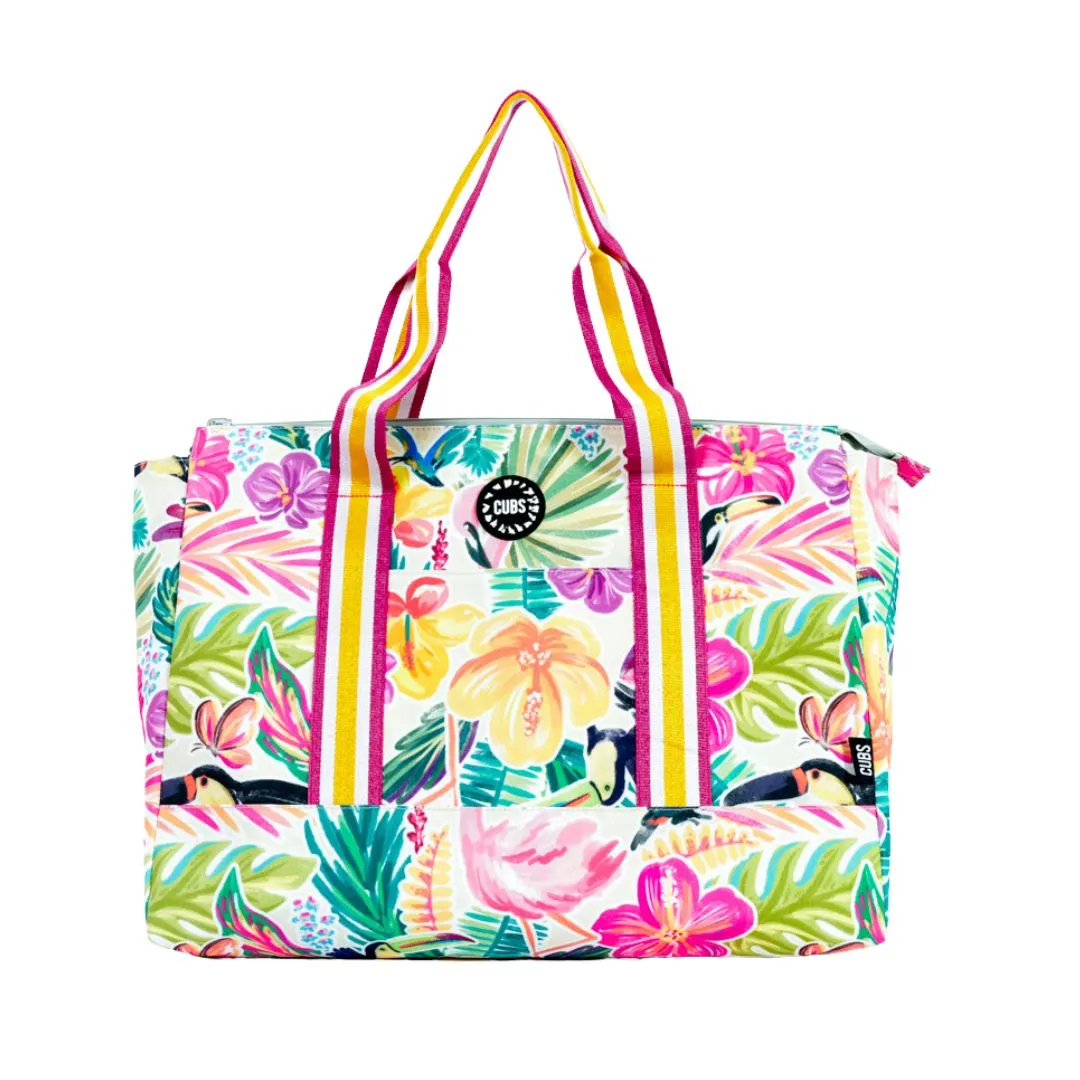 Tropical Flowers & Falmingos Double Face  Tote Bag