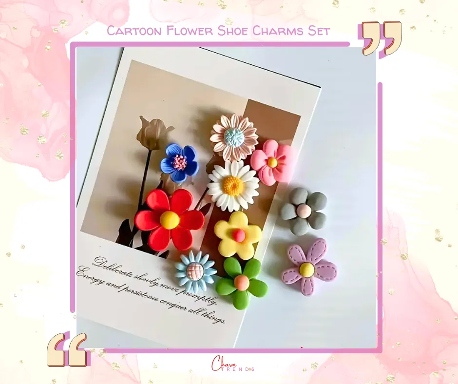 Vibrant Cartoon Flower Shoe Charms Set