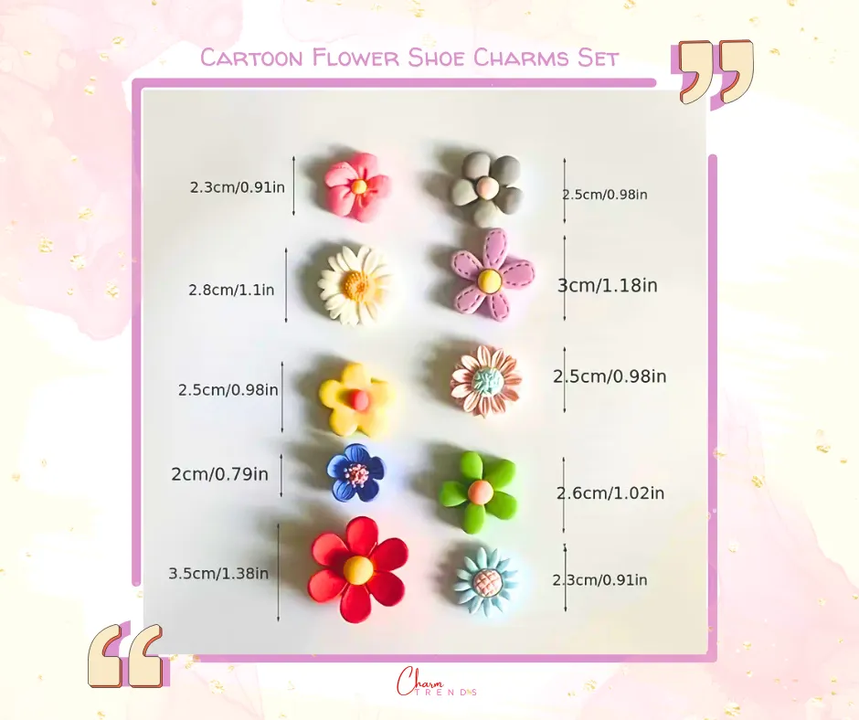 Vibrant Cartoon Flower Shoe Charms Set