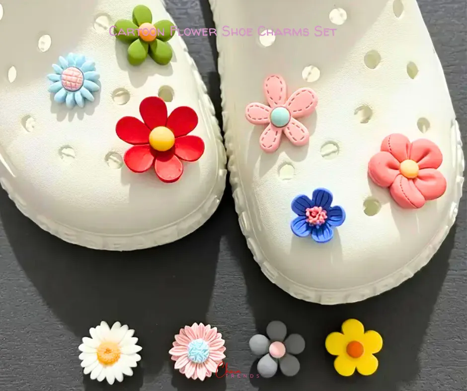 Vibrant Cartoon Flower Shoe Charms Set