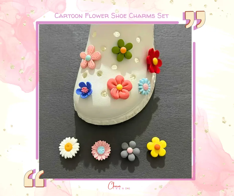 Vibrant Cartoon Flower Shoe Charms Set