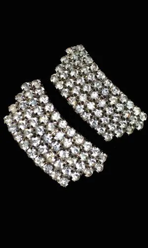 Vintage Curved Shoe Clips with Prong Set Rhinestone