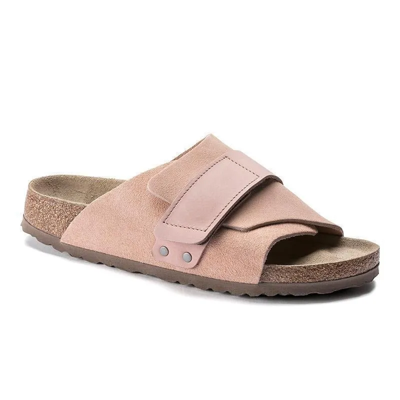 Wide Genuine Leather Unisex Cork Sole Sandals