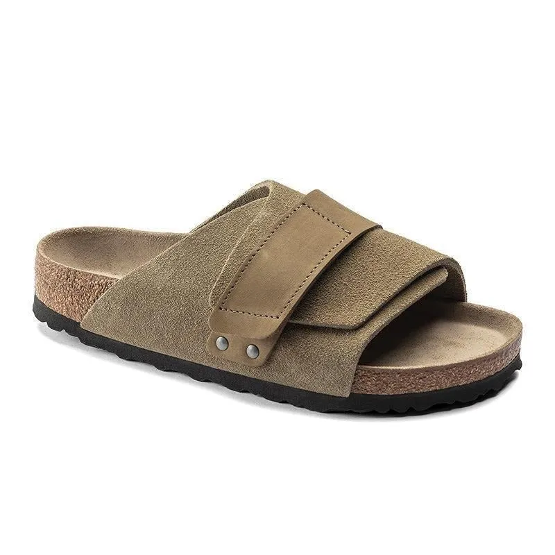 Wide Genuine Leather Unisex Cork Sole Sandals