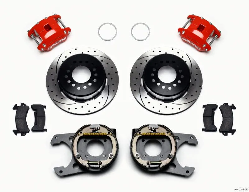 Wilwood D154 P/S P-B Kit Drilled-Red Chevy 12 Bolt 2.75in Off w/ C-Clips