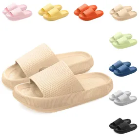 Women Non Slip Chunky Sliders, Soft Pillow Slides Slippers. Unisex Khaki